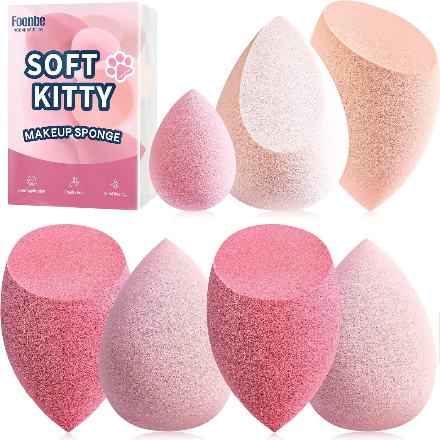 Transform Your Beauty Routine with Foonbe’s 7-Pc Latex-Free Makeup Sponge Set!