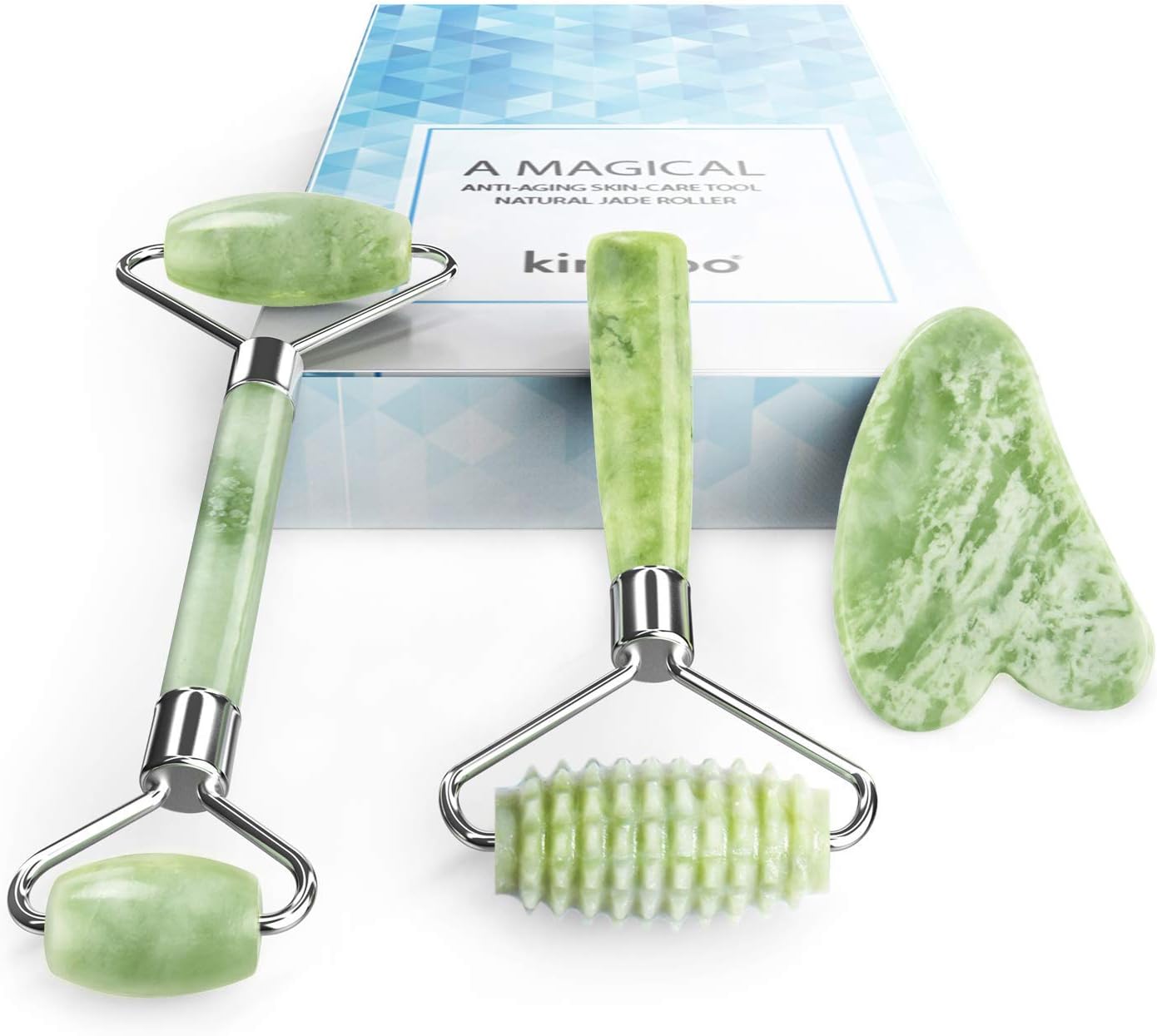 Transform Your Skin with Kimkoo’s 3-in-1 Jade Roller Face Massager Kit!