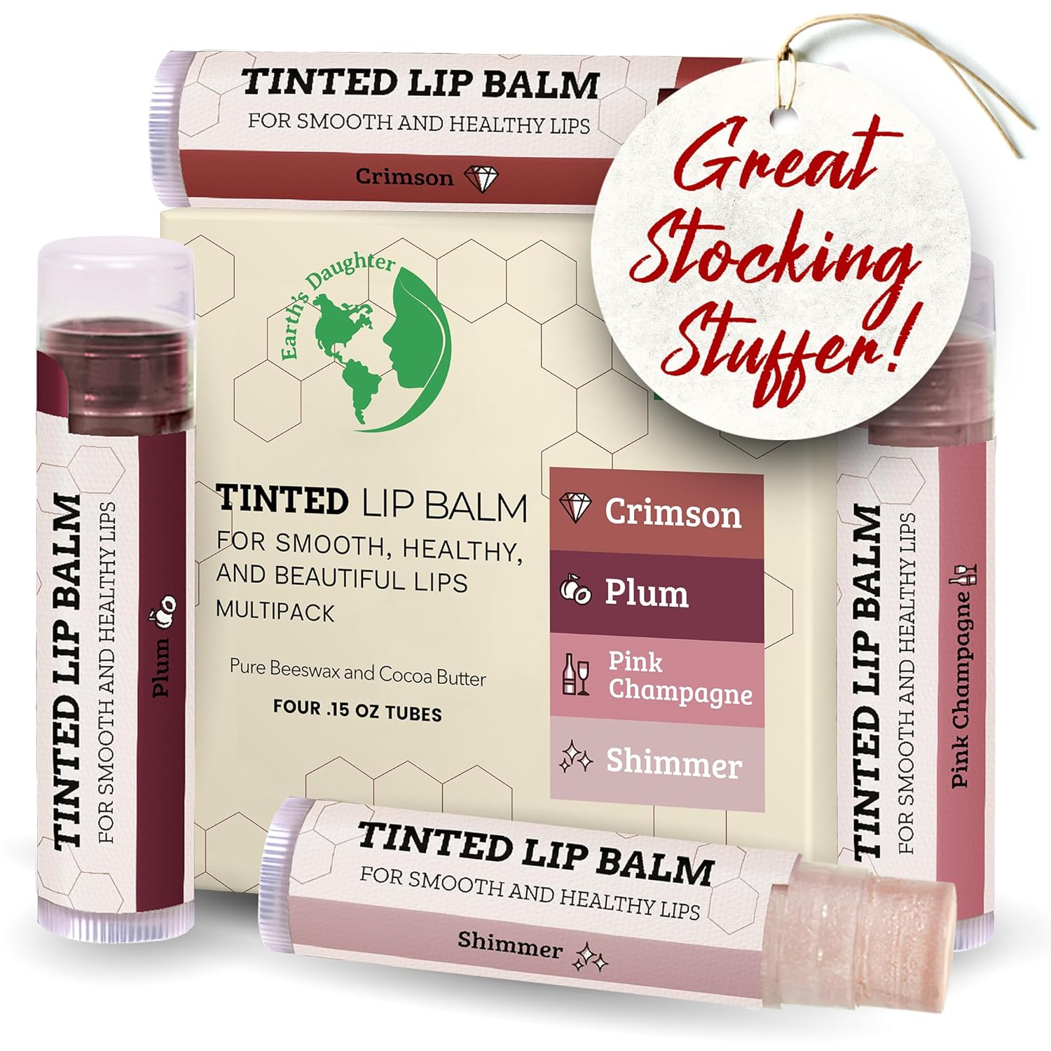 Transform Your Pout: Earth’s Daughter Tinted Lip Balm 4-Pack for Perfect Hydration!