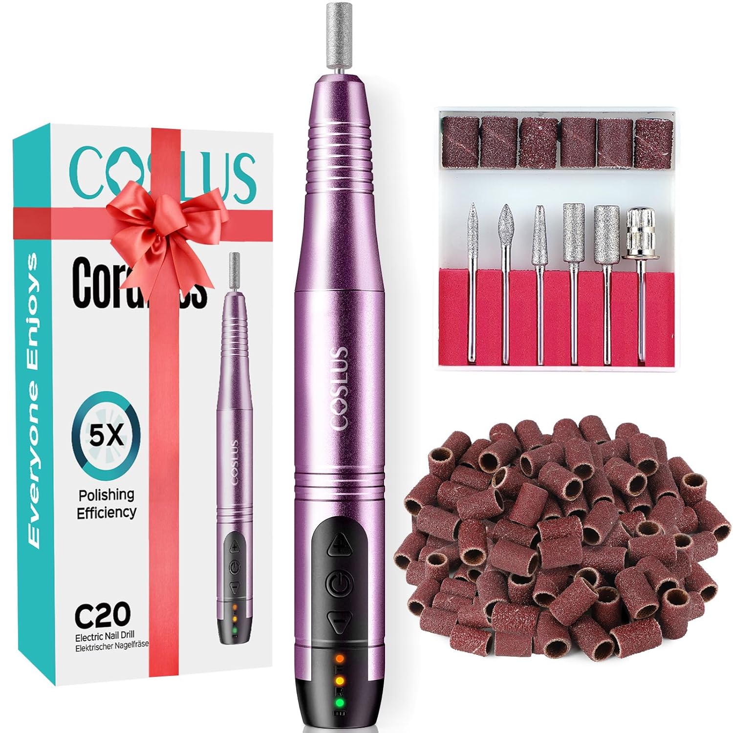 Transform Your Nails Effortlessly with COSLUS Cordless Electric Manicure Kit!