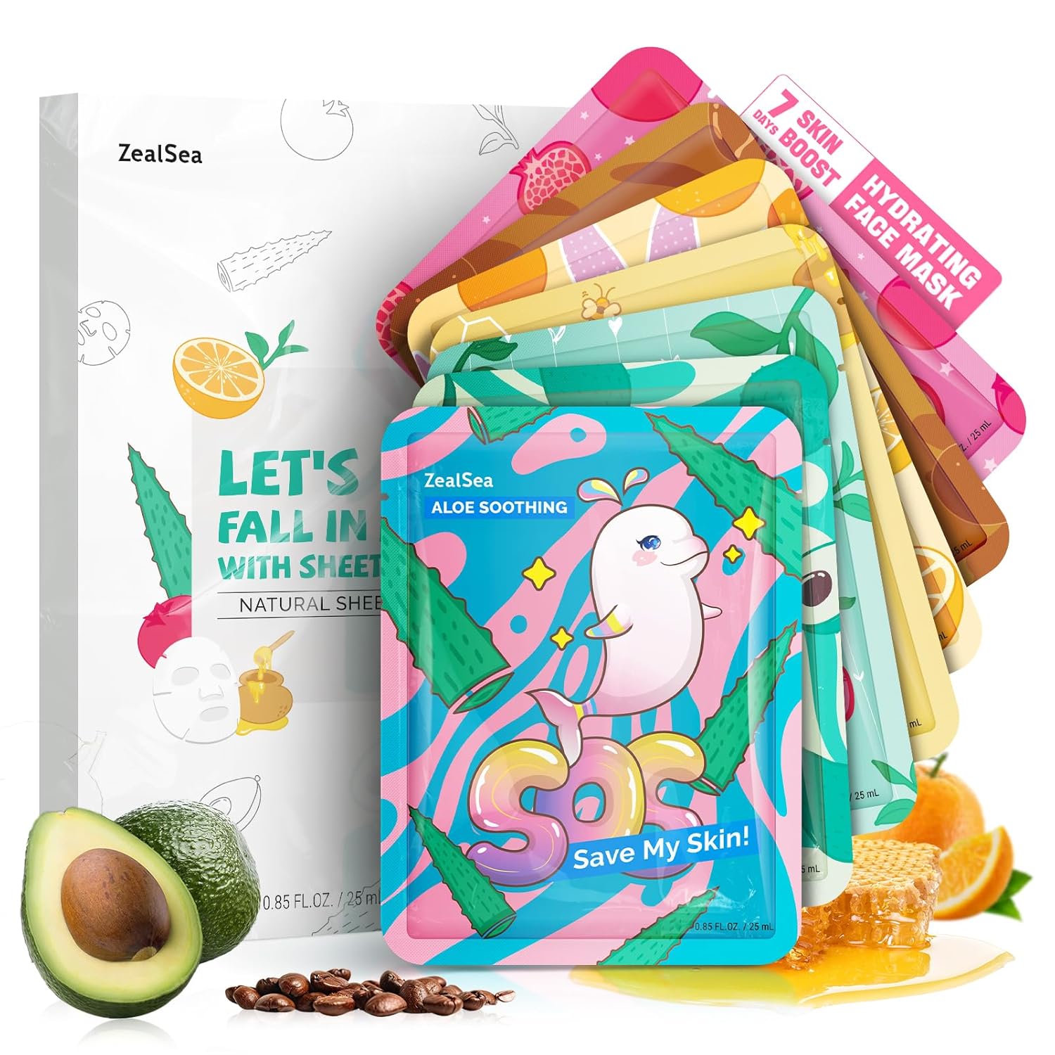 Transform Your Skin with ZealSea’s 7-Day Sheet Mask Set – Hydration & Glow Awaits!