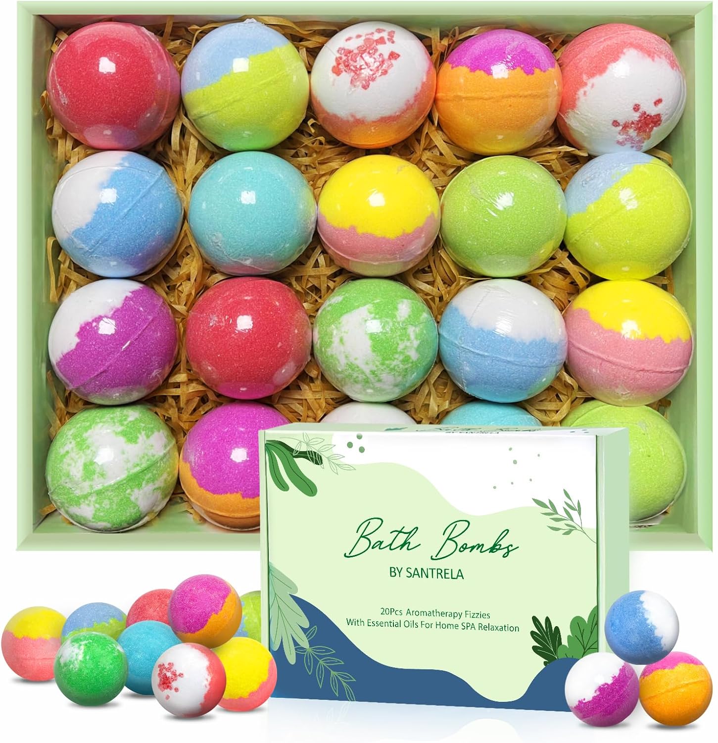 Unwind with 20 Organic Bath Bombs: The Perfect Gift Set for Her Happiness!