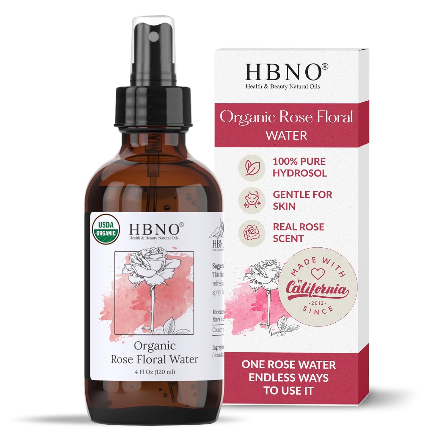 Revitalize Your Skin with HBNO California’s Organic Rose Water Facial Spray!