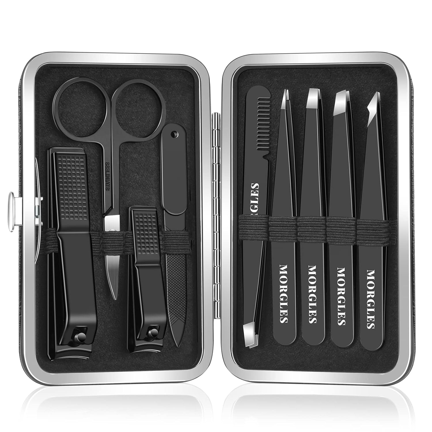 Transform Your Grooming Routine with MORGLES 9-Pc Tweezers Set & Nail Clippers!