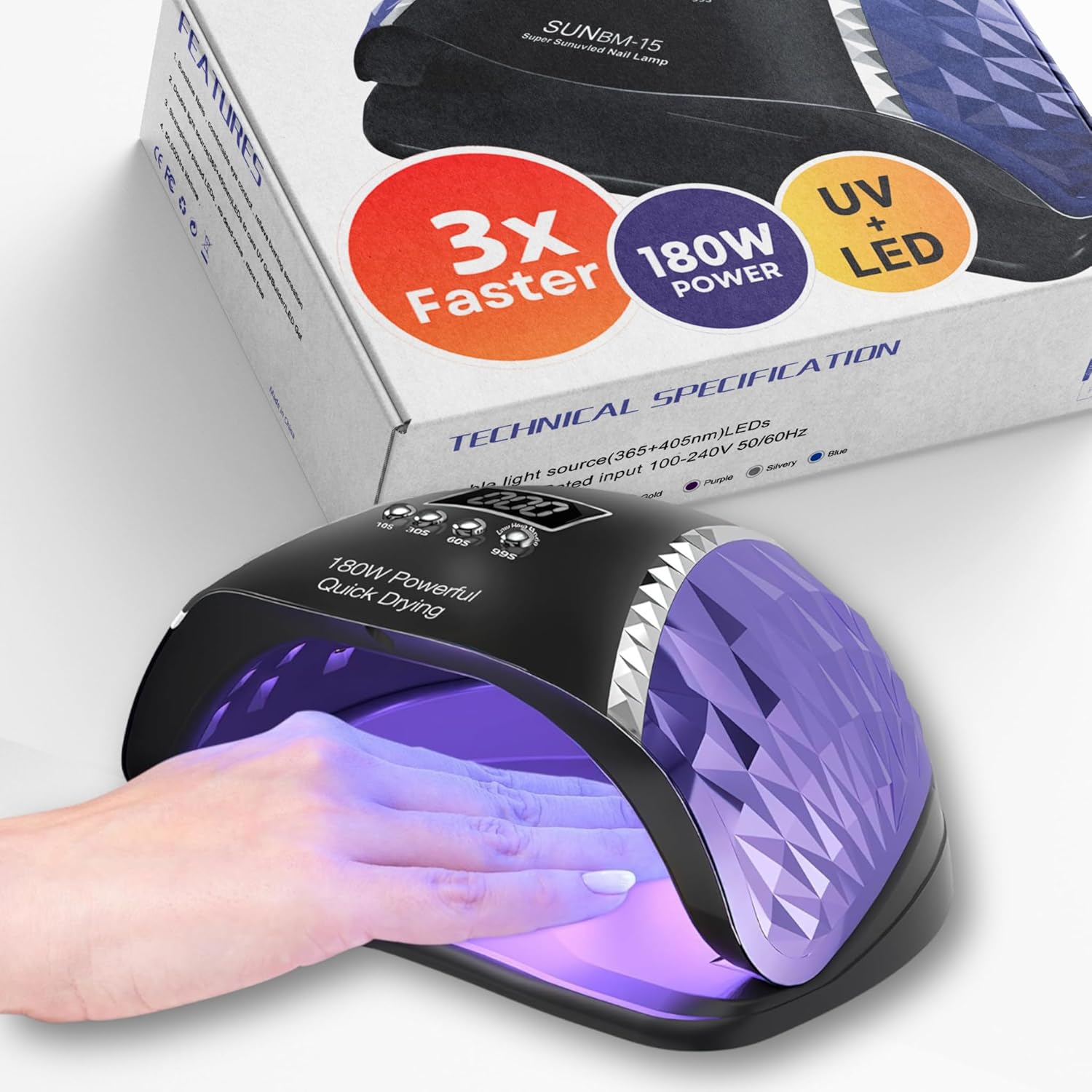 Transform Your Nail Game: 180W UV LED Nail Lamp with Auto Sensor & LCD Timer!