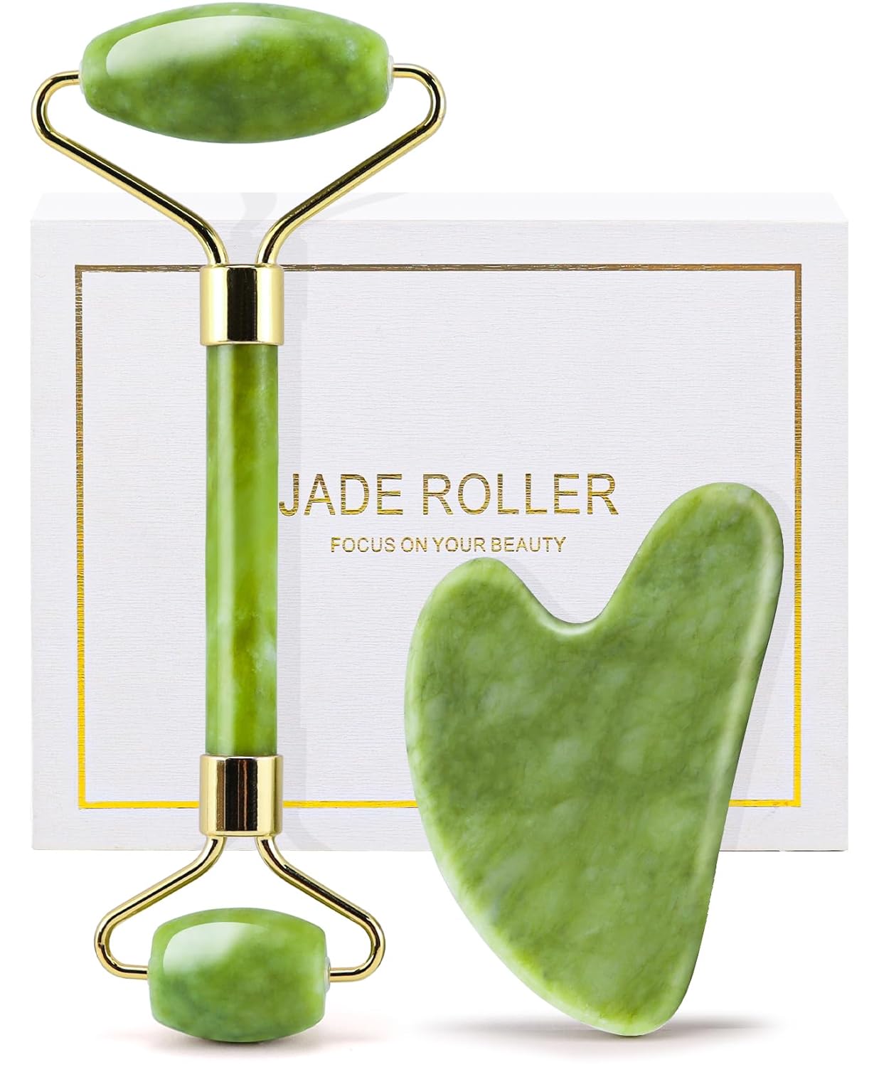 Transform Your Skin with the Huefull Jade Roller & Gua Sha Set – Feel the Difference!
